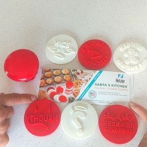 Santa's Kitchen Holiday Cookie Stamps and Metal Cookie Cutter Set